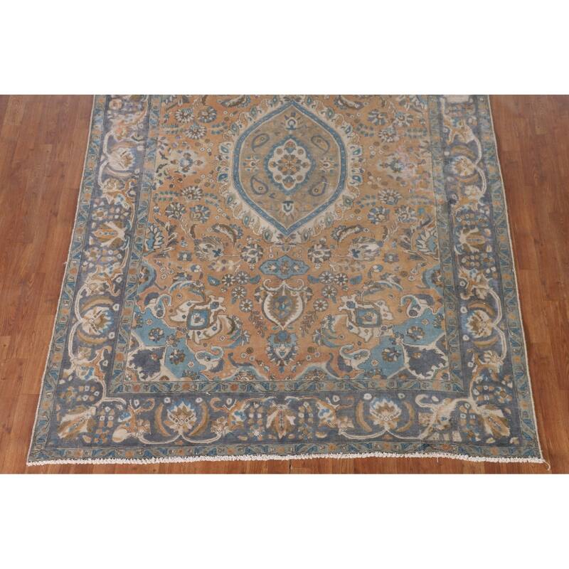 Tabriz Persian Vintage Rug Hand-Knotted Wool Carpet - 6'6"x 9'6"
