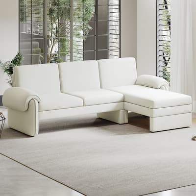 Modern L Shaped Sofa Bed with Adjustable Backrest and Reversible Chaise and High Legs for Small Space Living Room