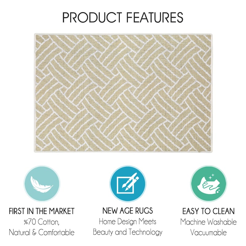 Sussexhome Heavy Duty Ultra Thin Non Slip Washable Cotton Indoor Rug - 2' x 3'