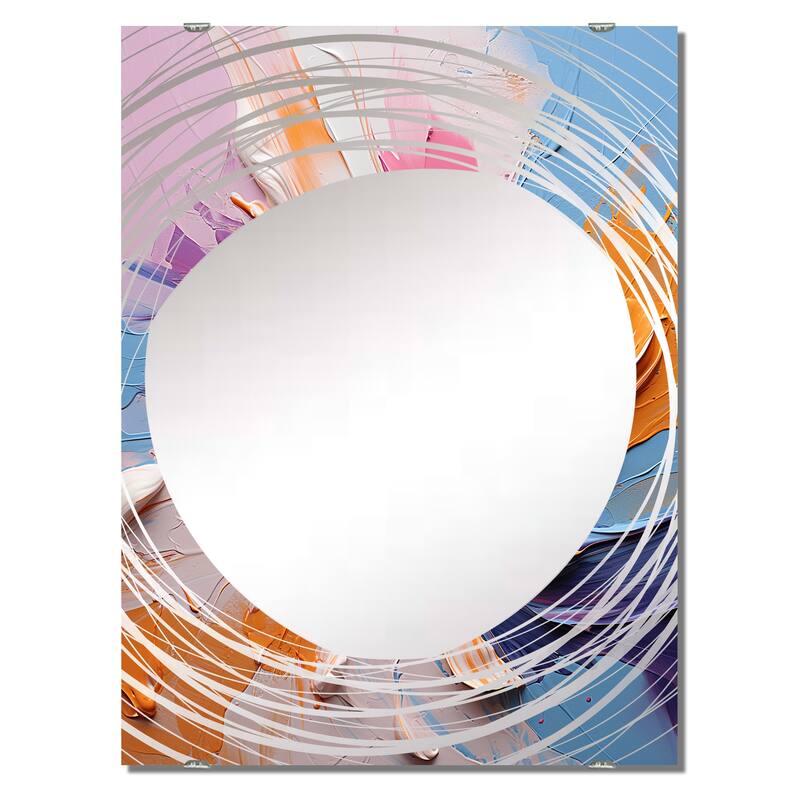 Designart "Pink And Purple Ink Flowers III" Abstract Liquid Ink Mirror Pink - Modern Mirror For Wall Art Decor
