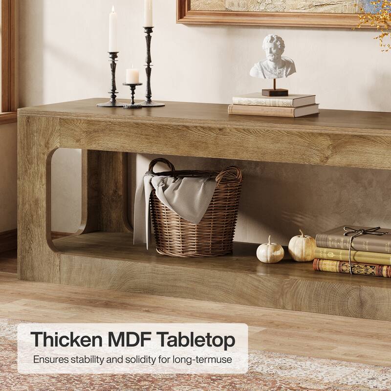 63-Inch Entryway Table with Storage Shelf, 2-Tier Sofa Console Table for Living Room, Hallway, Foyer