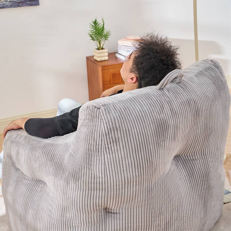 Corduroy Polyester Living Room Bean Bag Chair, Lazy Chair, Single Sofa