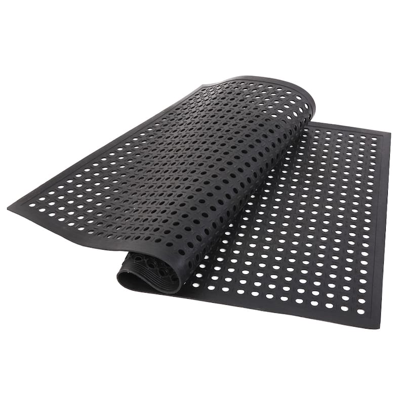 58" Bar Kitchen Industrial Rubber Multi-functional Anti-fatigue Drainage Nonslip Hexagonal Mat - N/A