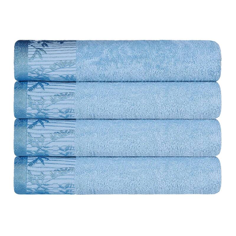 Superior Wisteria Cotton Floral Jacquard Border Bath Towel Set