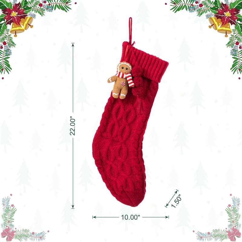 Glitzhome Resin Christmas Tree and Reindeer Stocking Holder with Stocking