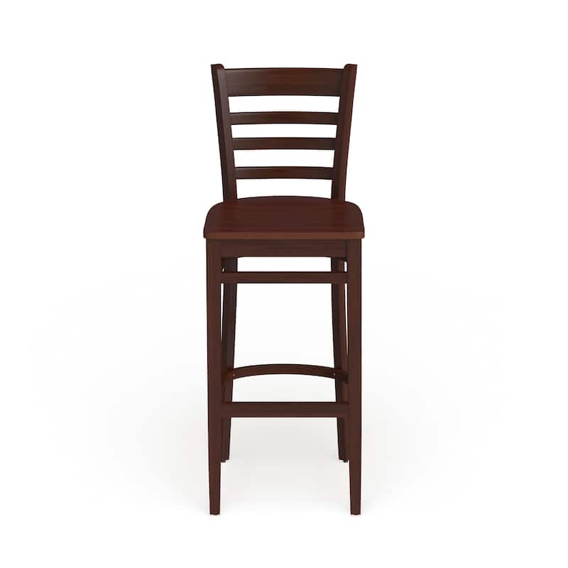 Ladder Back Wooden Restaurant Barstool - 16.75"W x 19"D x 43.75"H - 16.75"W x 19"D x 43.75"H