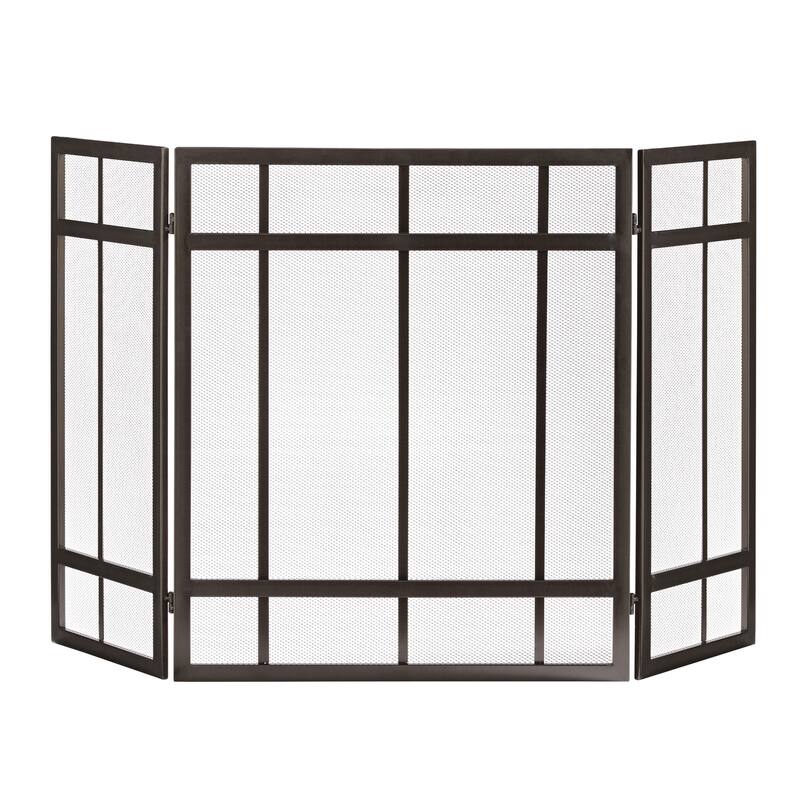 Pleasant Hearth Mission Style Wenge Steel Fireplace Screen