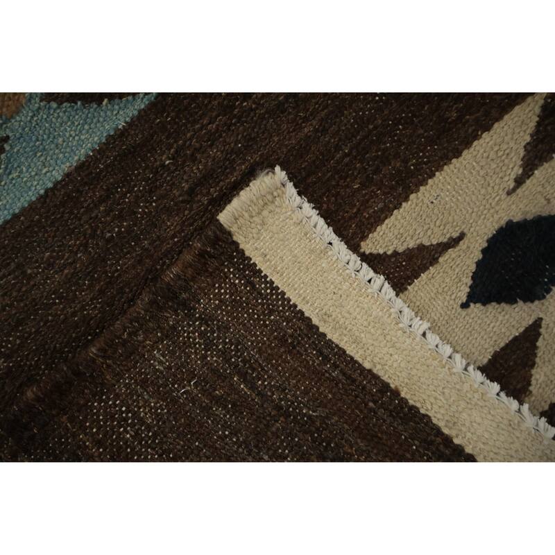 Hand Woven Oriental 100% Wool Carpet Southwestern Tribal Brown Kilim Area Rug - 8' 4'' X 5' 6''