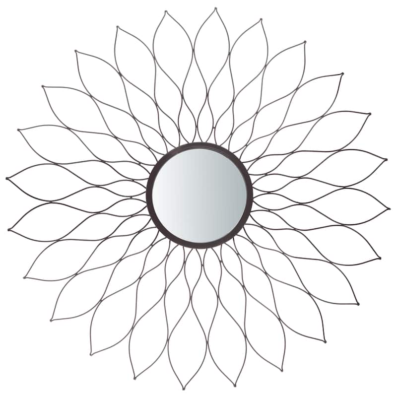 SAFAVIEH Ravin 35-inch Champagne Sunburst Round Mirror - 35"W x 1"D x 35"H