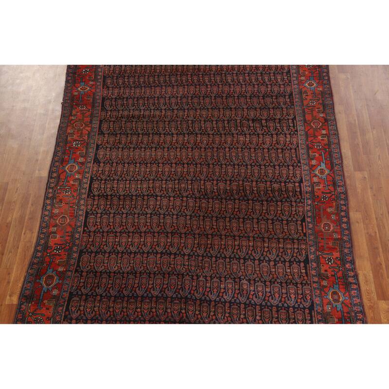 Hand Knotted Oriental 100% Wool Carpet Traditional All-Over Navy Blue & Blues Bidjar Area Rug - 17' 8'' X 6' 9''