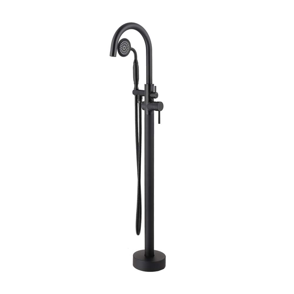 BATHLET Freestanding Bathtub Floor-Mount Faucet Tub Filler with Hand Shower