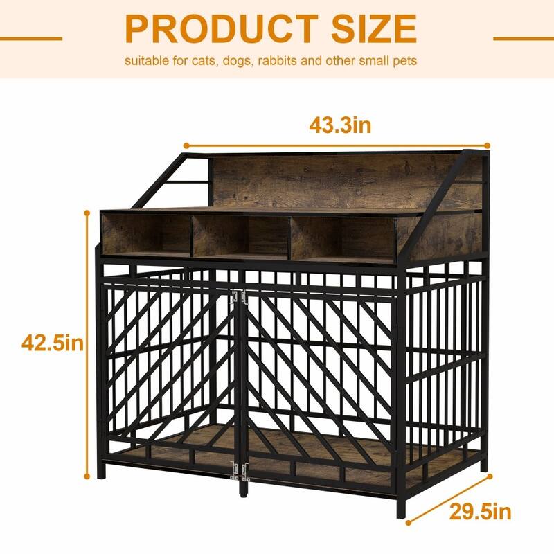 Double Door Dog Kennel with Three Drawers Storages