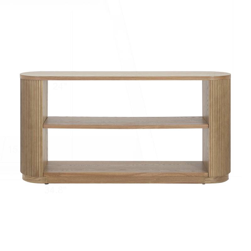 Versatile Slim Console Table with Open Shelf and Stylish Wood Grain for Living Room