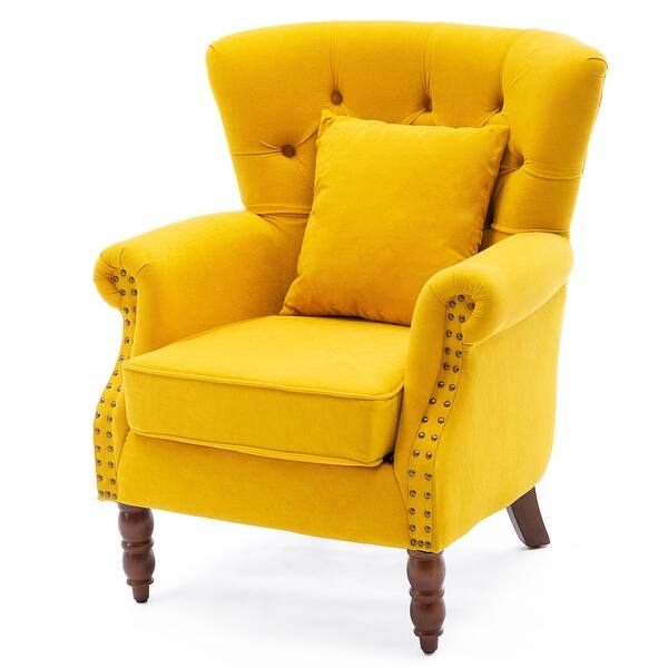 Modern Wingback Chair Button Tufted Nailhead Trim Accent Armchair Overstock 31423775