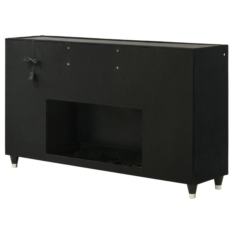 Lorient 8-drawer LED Flame Box Dresser and Mirror Black