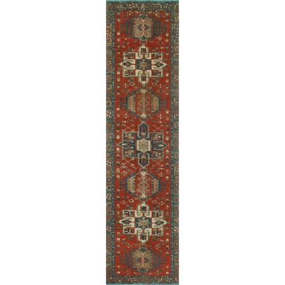 Vintage Distressed Nanette Red/Navy Runner - 2'8" x 10'10"