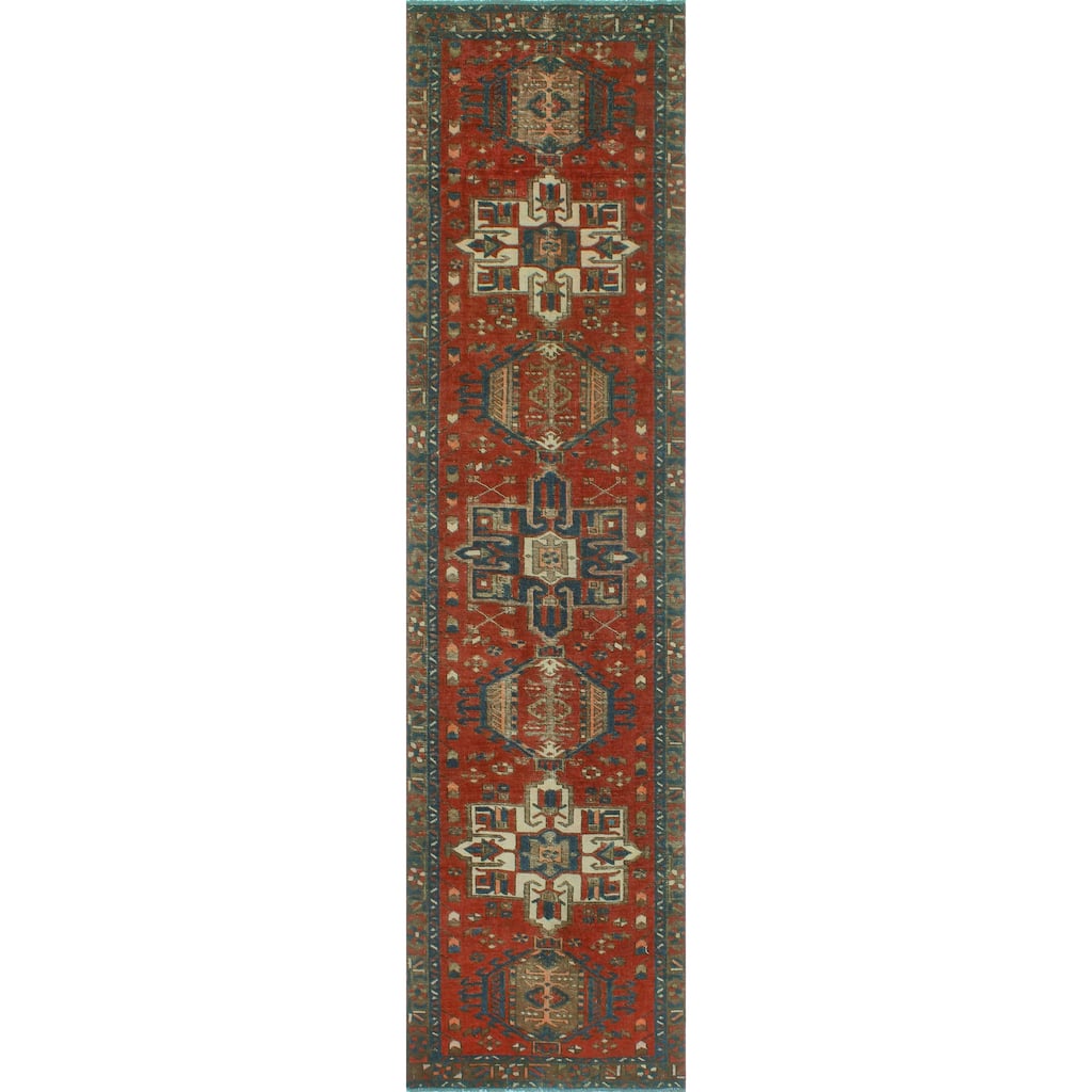 Vintage Distressed Nanette Red/Navy Runner - 2'8" x 10'10"