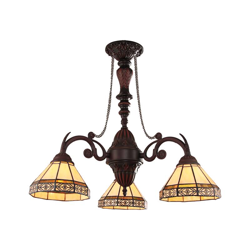 Tiffany-Style Mission Design 3-light Blackish Bronze Chandelier
