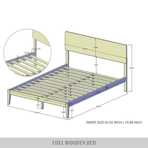 dimension image slide 2 of 4, CraftPorch Minimalist Wooden Bed