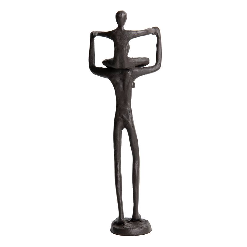Proud Parent Holding Child Up Contemporary Iron Sculpture Statue