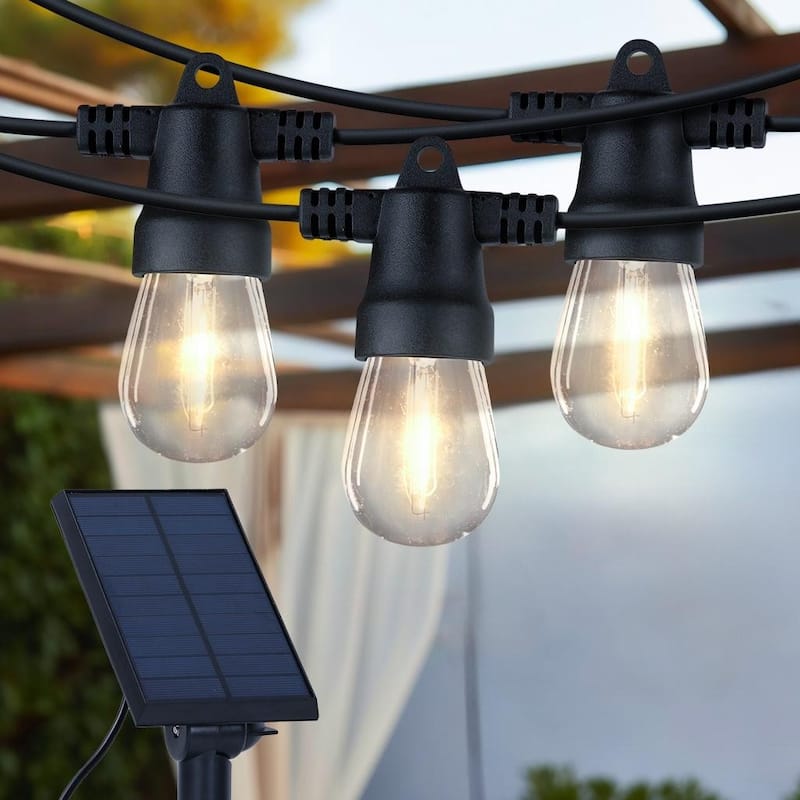 Brightech Ambience Pro 12-Light 27 ft. Outdoor Solar 1W 2700k LED S14 Edison Bulb String-Light