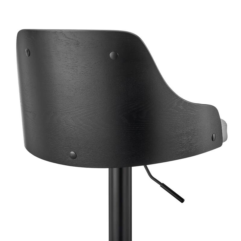 Asher Adjustable Faux Leather and Metal Bar Stool