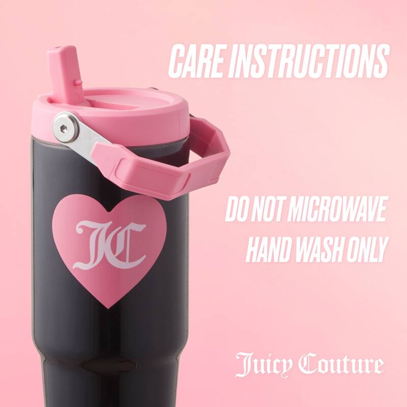 Juicy Couture Flip Flow Hydration Stainless Steel Screw Top Tumbler with Flip Straw 2-Pack