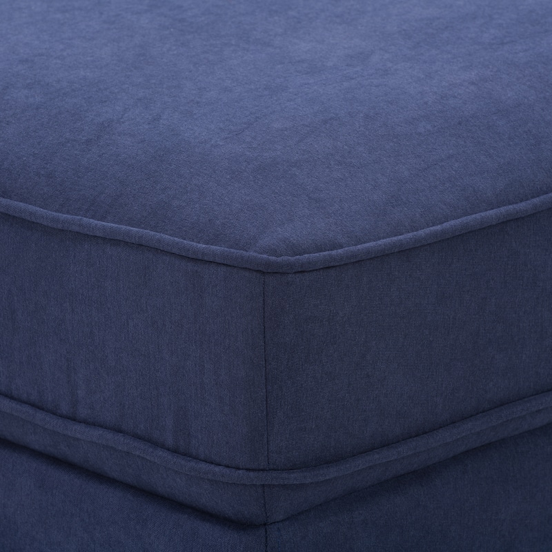 Mulberry Upholstered Mid-Century Modern Ottoman
