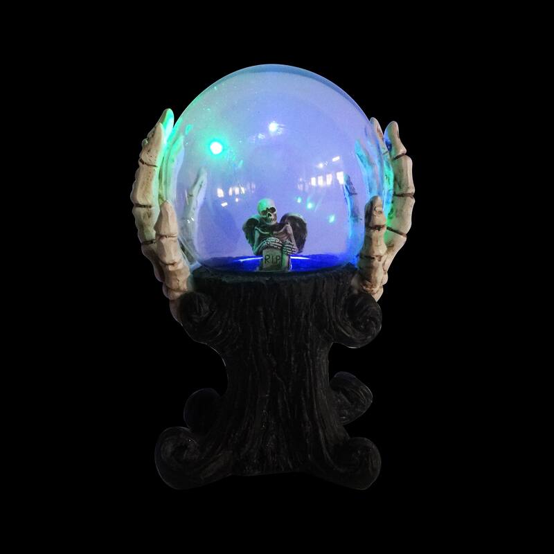Skeleton Hands Holding Magic Ball w/Color Changing LED Lights - 6"L x 5"W x 9"H
