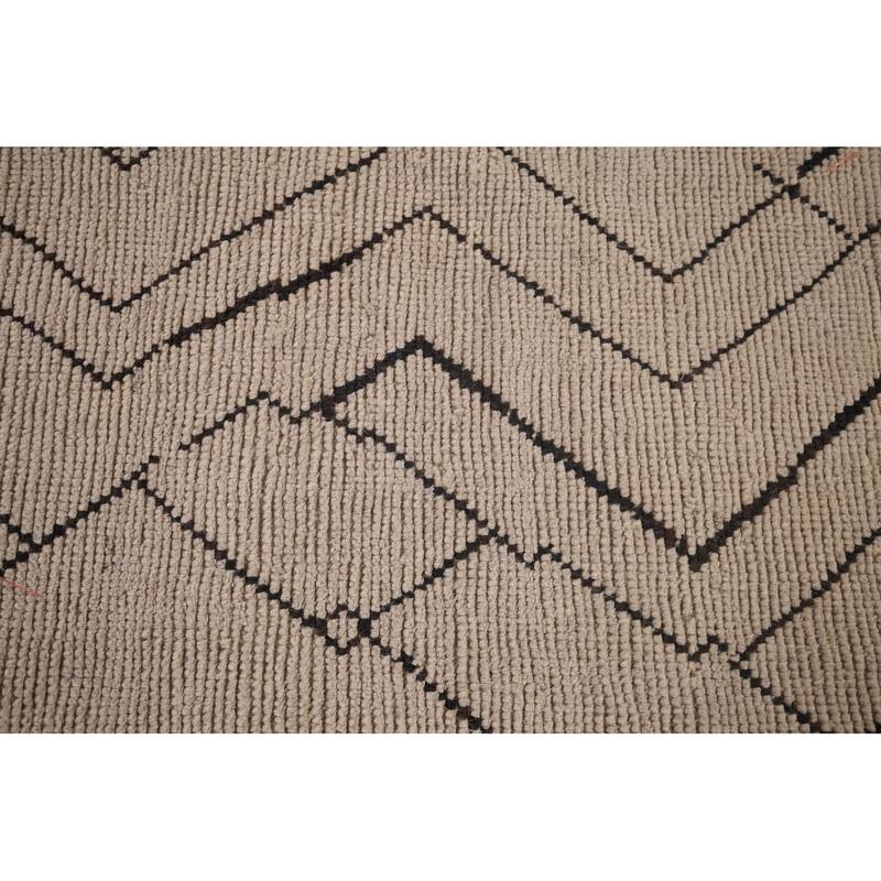 Earth Tone Moroccan Modern Area Rug Handmade Wool Carpet - 7'10"x 10'6"