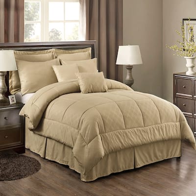 10-piece Solid Color Microfiber Comforter and Sheets Set