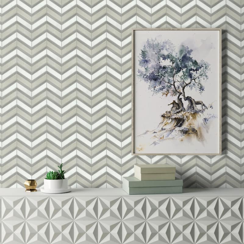Emser Tile Intrigue - 12" x 14" Chevron Floor and Wall Mosaic Tile -