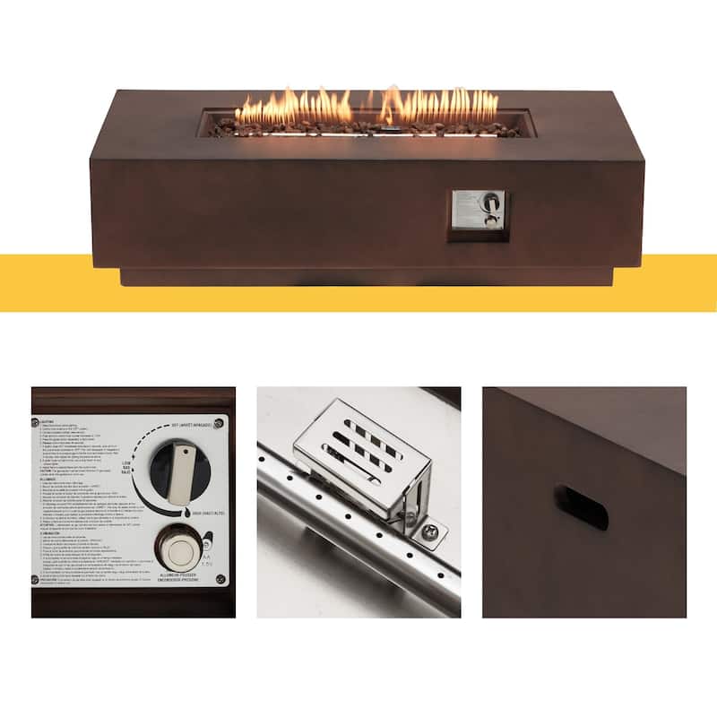 AVAWING 2-Piece 56" Outdoor Rectangle Propane Fire Pit Table