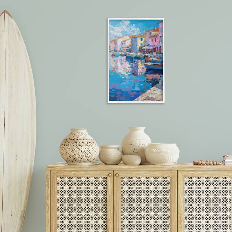 Stupell Abstract Harbor Reflection Framed Giclee Art Design By LSR Design Studio