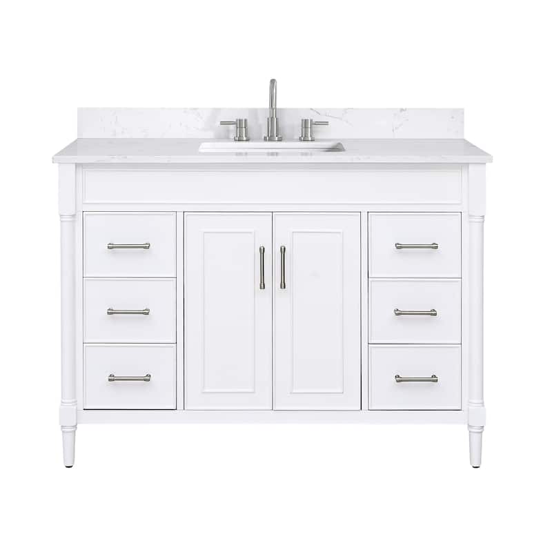 Avanity Bristol 49 in. Bath Vanity in White finish and Cala White Engineered Top