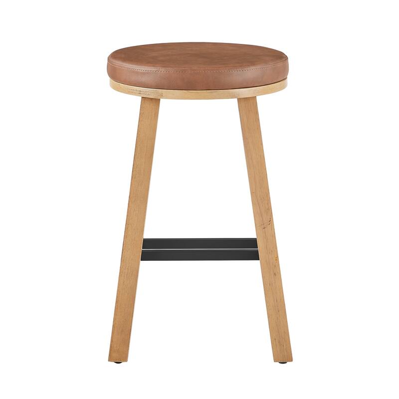 Bower home Upholstered Round Wood Counter Stool - Set of 2