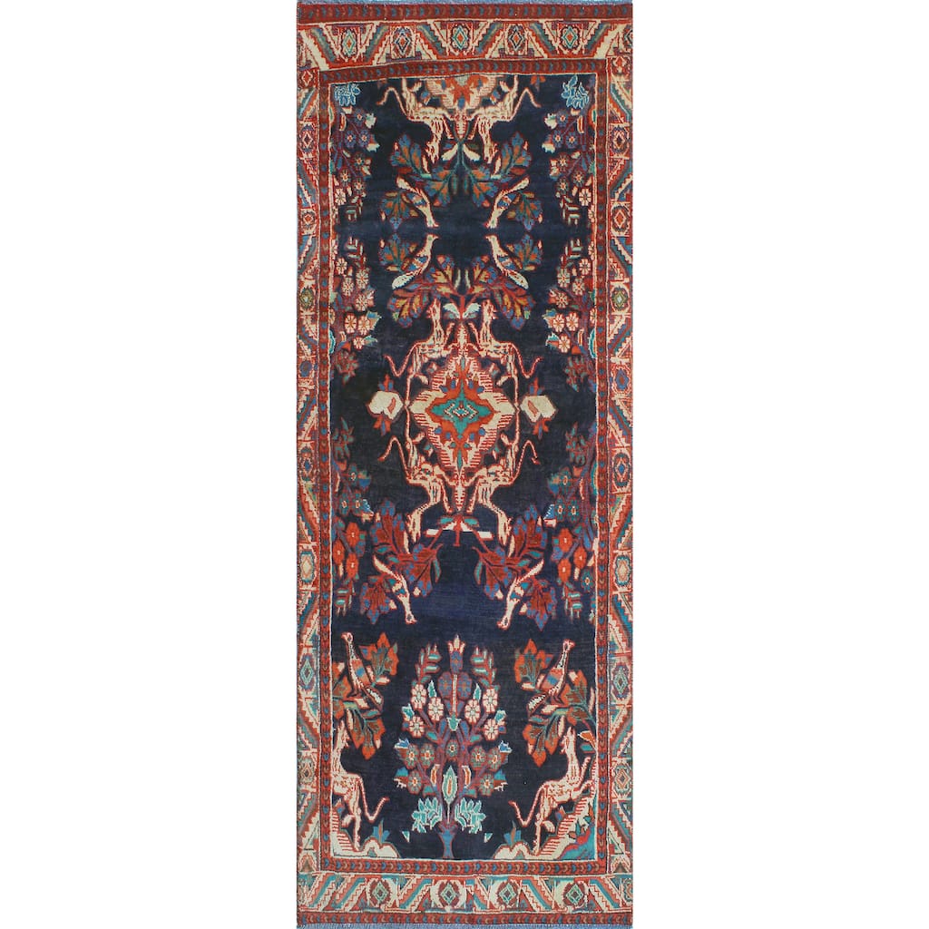 Fine Vintage Distressed Nasiba Navy/Ivory Runner - 3'0" x 8'7"