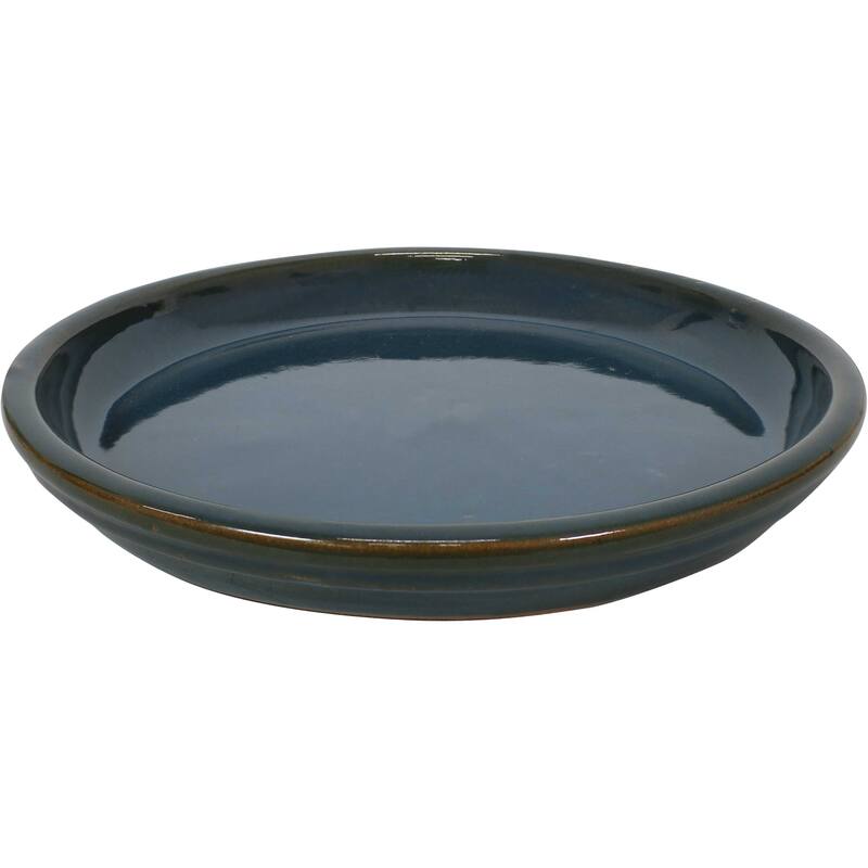 Sunnydaze Set of 2 Glazed Ceramic Planter Saucers - 12"
