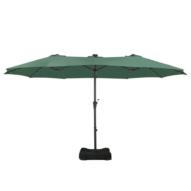 Autlaycil 15ft Retangle Patio Umbrella with Solar Lights & Base