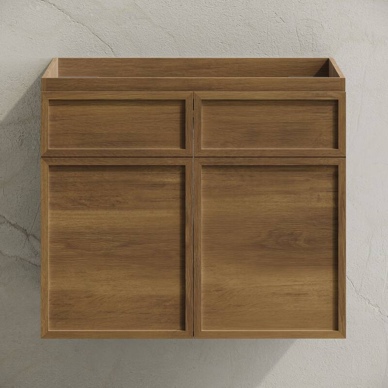 St. Tropez 24" Wall-Mounted Bathroom Vanity Cabinet Without Top In Brown Oak - 24