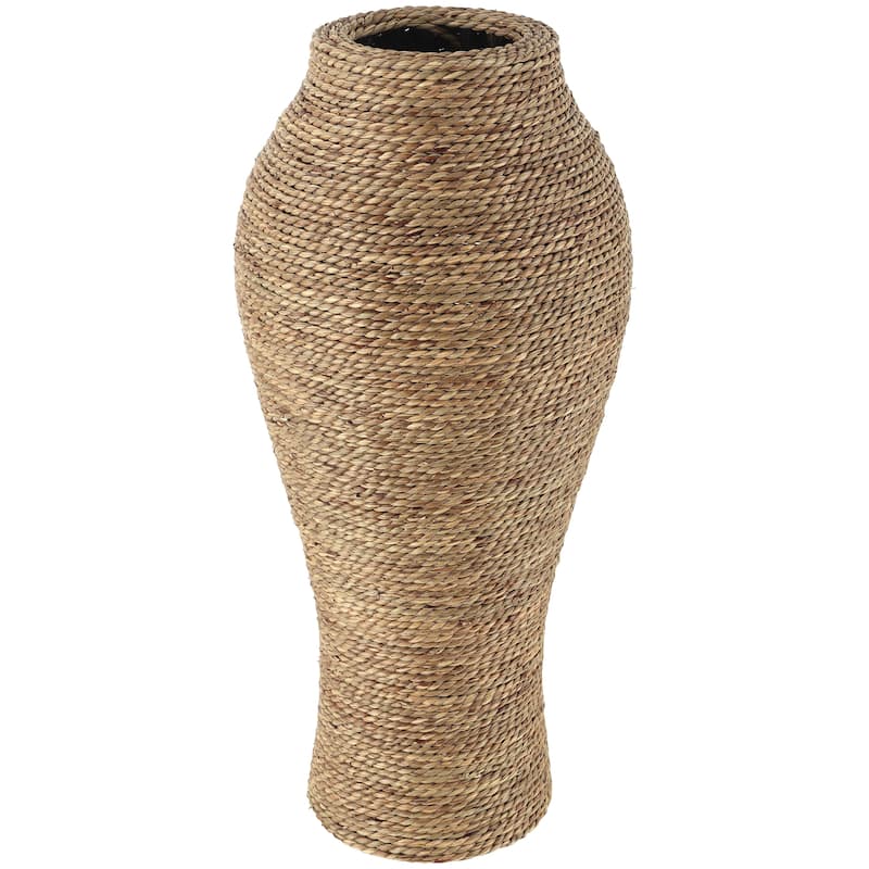 Seagrass Handmade Tall Wrapped Decorative Vase - Brown - Roche River Decor - Brown - 11"W, 24"H