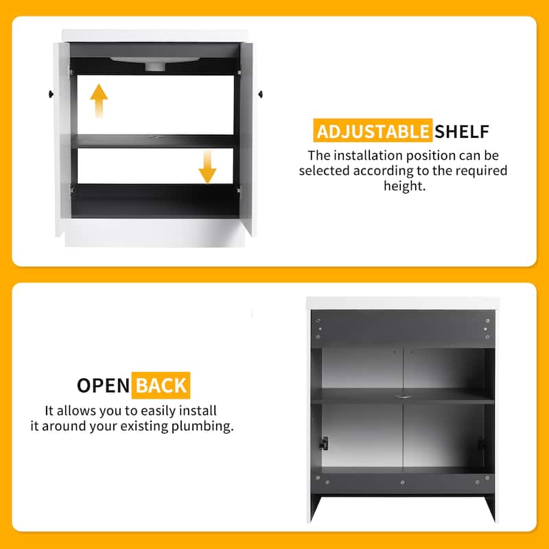 Beingnext 24"/30"/36" Bathroom Vanity with Sink, Freestanding Bathroom Vanity with Soft Close Door and Adjustable Shelf