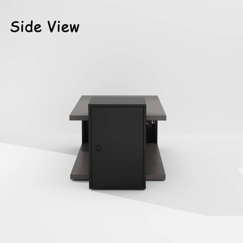 Outdoor Patio Coffee Table, Heavy-Duty Table with Gas Fire Pit & Rain Cover
