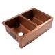 preview thumbnail 2 of 13, Adams Copper 33" Double Bowl Farmhouse Apron Front Undermount Kitchen Sink
