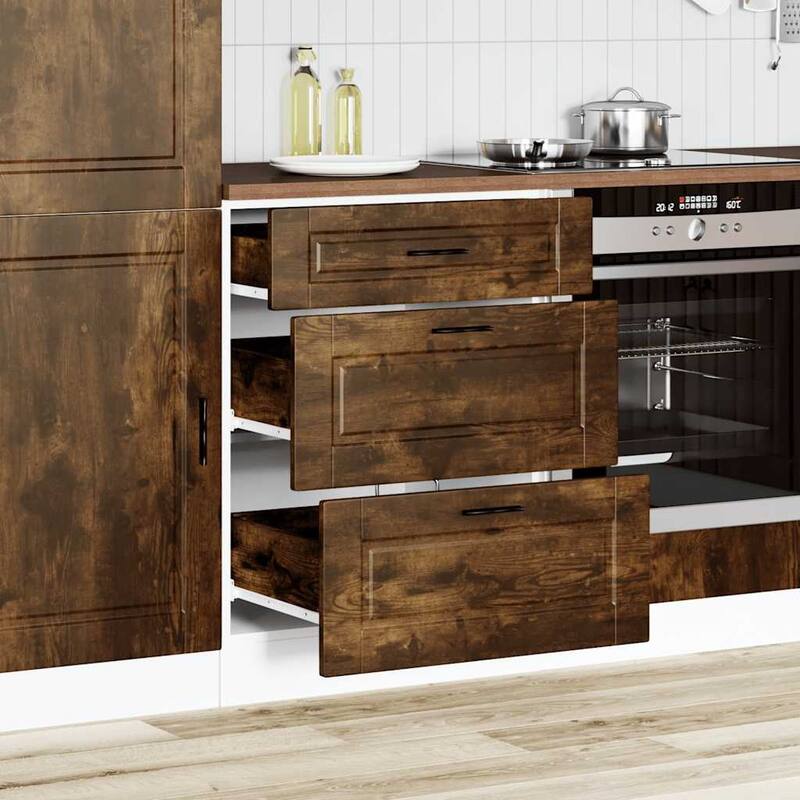 vidaXL Kitchen Base Cabinet Smoked Oak Engineered Wood Medium - 18.1 x 23.6 x 32.1