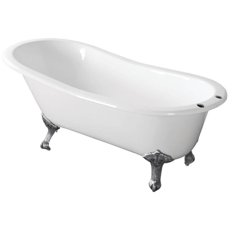 Kingston Brass Aqua Eden 67" Cast Iron Clawfoot Tub with 7" Faucet - White / Polished Chrome