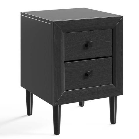 Costway Nightstand End Bedside Coffee Table Wooden Leg Storage Drawers