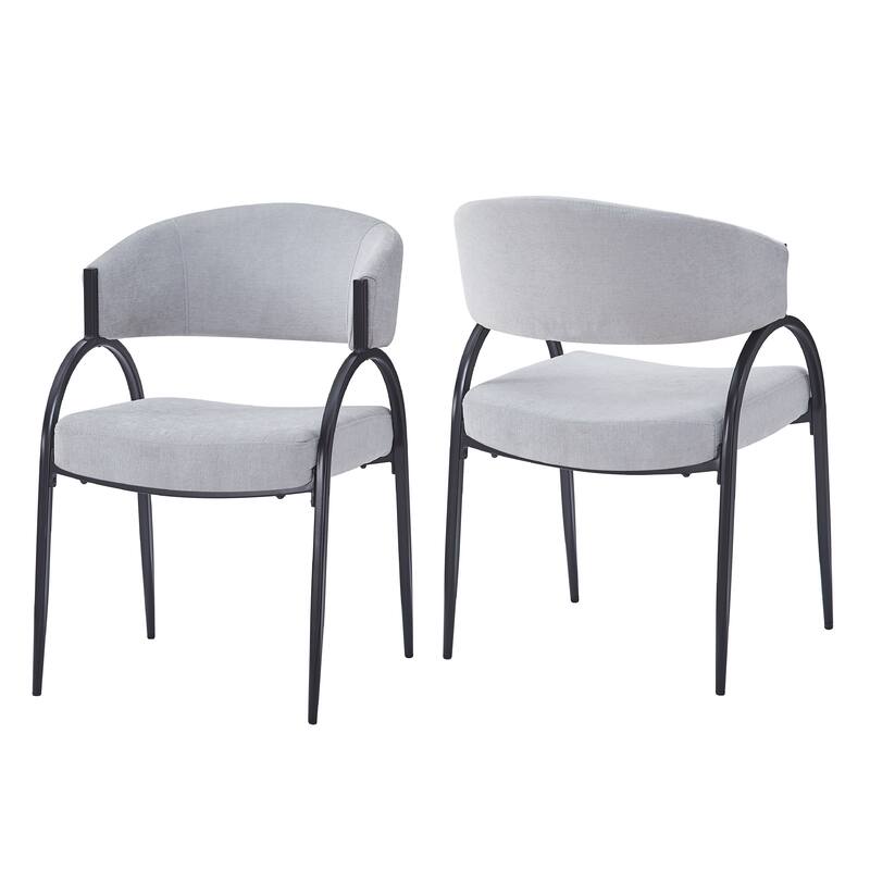 Roomfitters Modern Upholstered Dining Chairs with Metal Legs, Contemporary Side Chair for Kitchen Living Room, Gray Set of 2