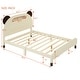 preview thumbnail 8 of 10, Full Size Wood Platform Bed with Bear-shaped Headboard,Bed with Motion Activated Night Lights,Cream+Walnut