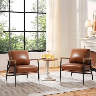 Modern Industrial Metal Frame Upholstered Accent Chair Armchair